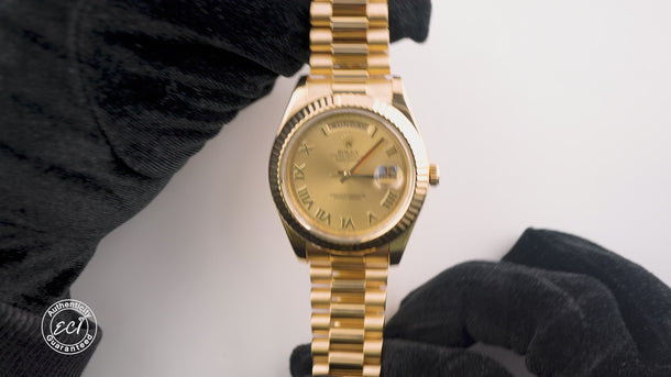 Rolex 218238 Day-Date II 41 mm 18K YG Champagne Roman Dial Box and Papers 2011