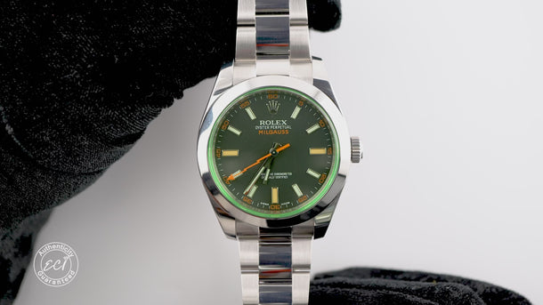 Rolex 116400GV Milgauss 40 mm Black Index Dial Oyster Bracelet Box & Papers 2021