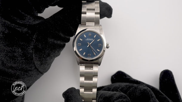 Rolex 77080 Oyster Perpetual Lady 31mm Blue Dial Oyster Box and Papers 2006