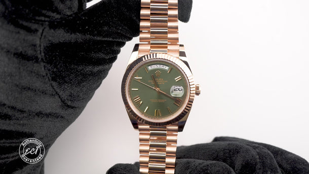 Rolex 228235 Day-Date 40mm Green Olive Dial President Bracelet Box & Papers 2021