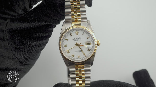Rolex 116233 Datejust 36mm White Roman Dial Jubilee Bracelet Box & Papers 1992