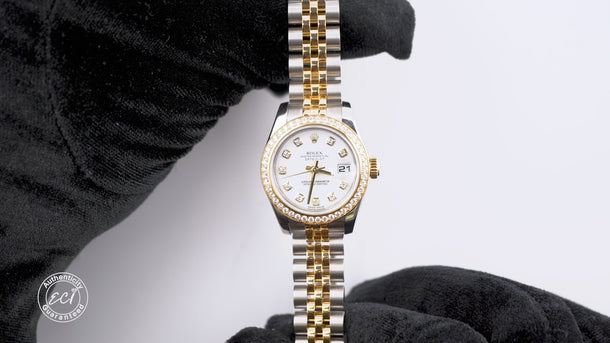 Rolex 179383 Lady-Datejust 26 mm Diamond Bezel White Dial Box and Papers 2016