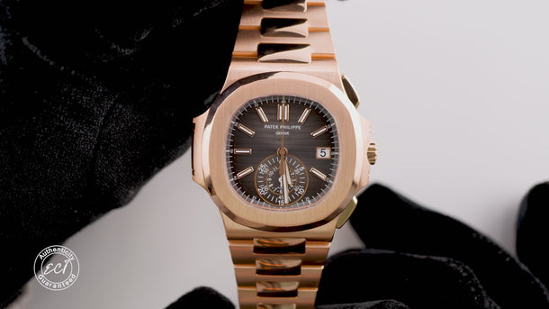 Patek Philippe 5980/1R-001 Nautilus 18K Rose Gold Black Dial Box and Papers 2023