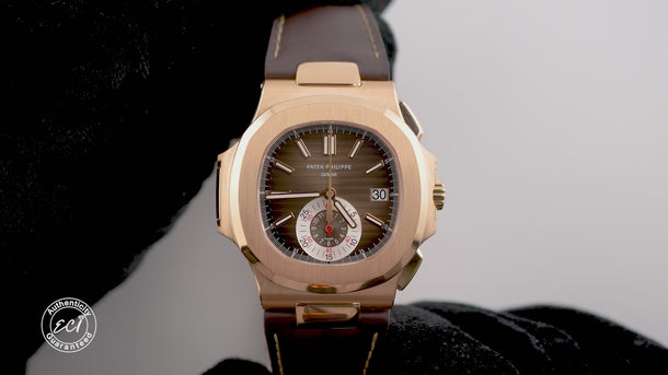 Patek Philippe 5980R-001 Nautilus 18K Rose Gold Black Dial Box & Papers 2015