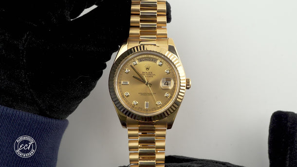 Rolex 218238 Day-Date II 41mm Champagne Dial President Bracelet Box &Papers 2011