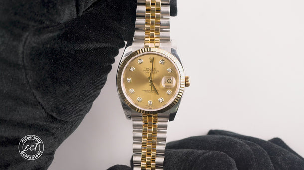 Rolex 116233 Datejust 36 mm Champagne Dial Jubilee Bracelet Box and Papers 2014