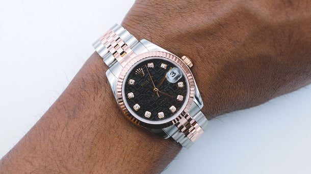 Rolex 178271 Datejust 31mm Black Diamond Dial Jubilee Bracelet Box & Papers 2005