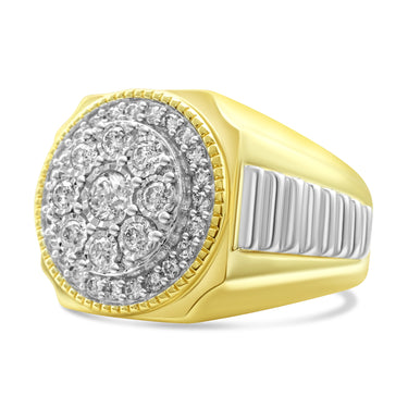 14K Two-Tone Yellow Gold Men's Diamond Ring 0.73 CT