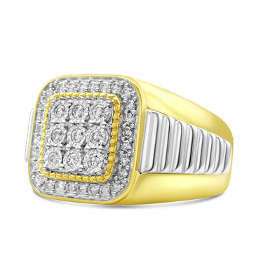 14K Two-Tone Yellow Gold Men's Diamond Ring 0.49 CT