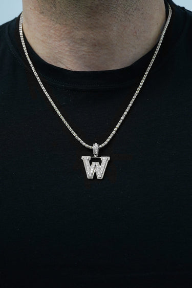 14k White Gold Diamond Initial "W" Pendant  1.18 CT