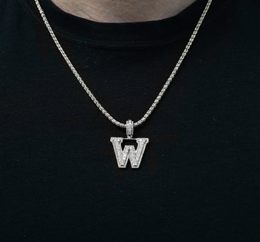 14k White Gold Diamond Initial "W" Pendant  1.18 Ctw