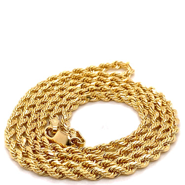14k Solid Rope Chain Necklace in 14k Yellow Gold 24''