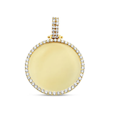 14k Yellow Gold Customizable Round Photo Pendant 0.86 CT