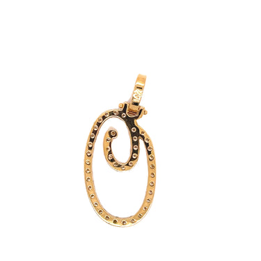 14k Yellow Gold Large Diamond Initial "O" Pendant with Chain 0.81 Ctw