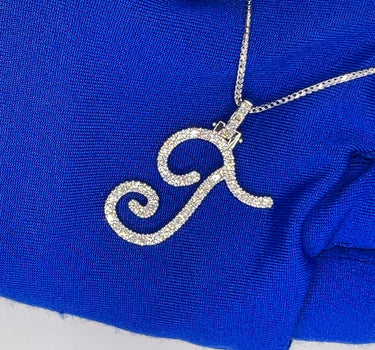 14k White Gold Large Diamond Initial "T" Pendant with Chain 0.95 Ctw3