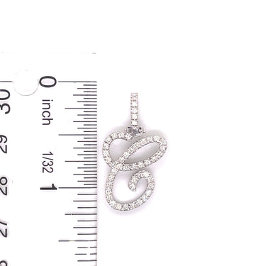 14k White Gold Small Diamond Initial "C" Pendant with Chain 0.69 Ctw