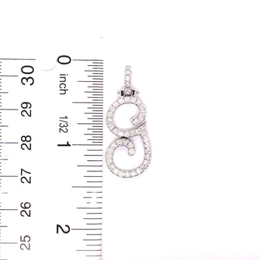 14k White Gold Large Diamond Initial "G" Pendant with Chain 0.85 Ctw