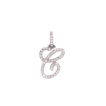 14k White Gold Small Diamond Initial "C" Pendant with Chain 0.69 Ctw