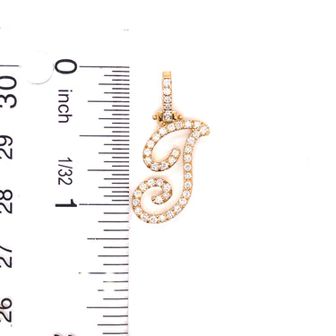 14k White Gold Small Diamond Initial "I" Pendant with Chain 0.62 Ctw