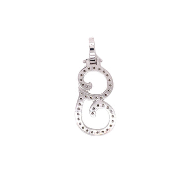 14k White Gold Large Diamond Initial "G" Pendant with Chain 0.85 Ctw