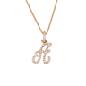 14k Yellow Gold Small Diamond Initial "A" Pendant with Chain 0.61 Ctw