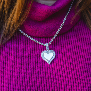 14K White Gold Heart Baguette Pendant 2.21Ctw