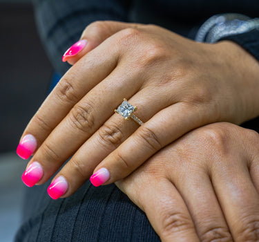14k Yellow Gold Ladies Princess-Cut Diamond Engagement Ring 0.54 Ctw
