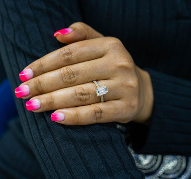 14k Yellow Gold Ladies  Emerald-Cut Diamond Engagement Ring 0.54 Ctw