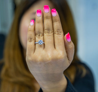 14k White Gold Ladies Round-Cut Diamond Engagement Ring 0.53 Ctw