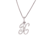14k White Gold Small Diamond Initial "K" Pendant with Chain 0.82 Ctw