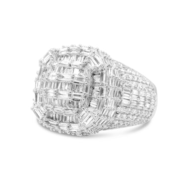 14k White Gold Men's Diamond Fancy Ring 2.94Ctw