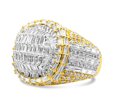 14k Yellow Gold Men's Diamond Fancy Ring 3.00Ctw