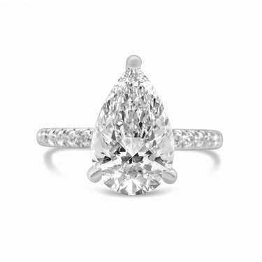 14K White Gold Pear Shaped Diamond Engagement Ring 2.54 CT