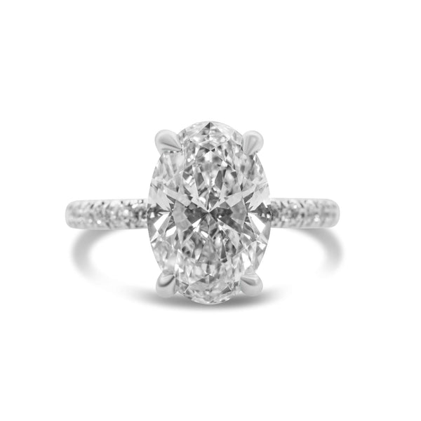 14k White Gold Ladies Oval-Cut Diamond Engagement Ring 0.51 Ctw