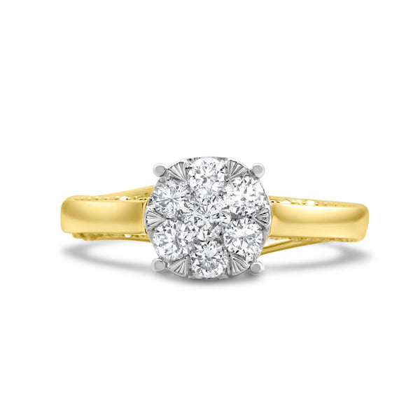 14k Yellow Gold Ladies' Diamond Fancy Ring 0.48Ctw