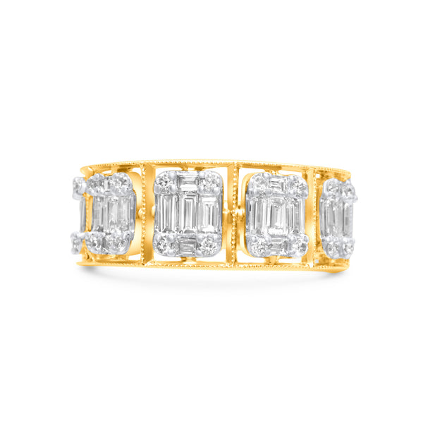 14k Yellow Gold Ladies' Diamond Fancy Ring 0.71Ctw