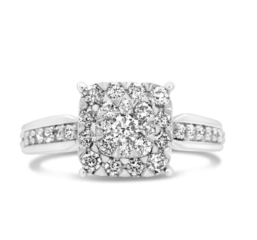 14k White Gold Ladies' Diamond Fancy Ring 0.52Ctw