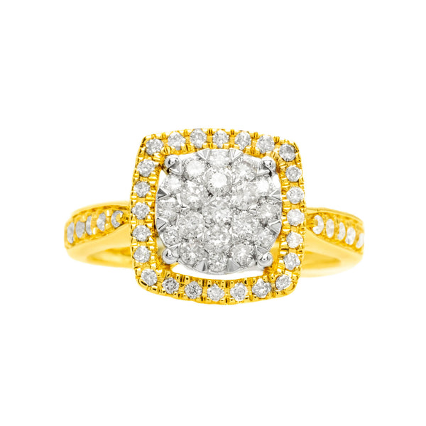 14k Yellow Gold Ladies' Diamond Fancy Ring 0.48Ctw