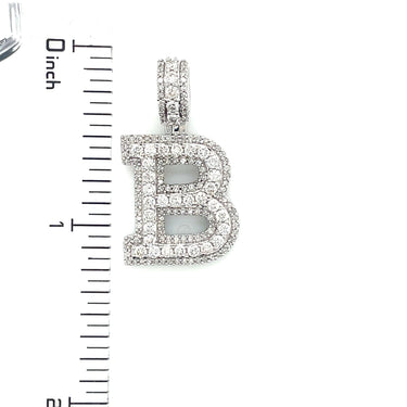 14k White Gold Diamond Initial "B" Pendant  1.12 Ctw