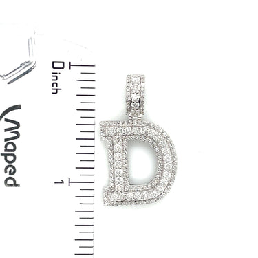 14k White  Gold Diamond Initial "D" Pendant  1.03 Ctw