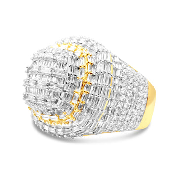14k Yellow Gold Men's Diamond Fancy Ring 3.18Ctw