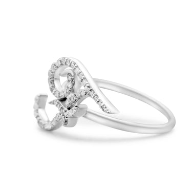 14K White Gold Alphabets "F" Diamond Rings 0.18 CT