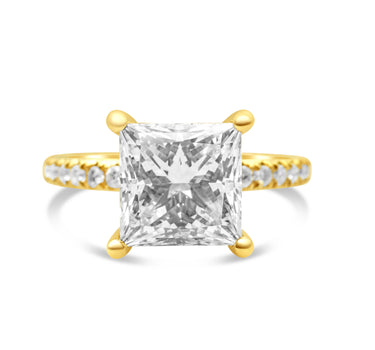 14k Yellow Gold Ladies Princess-Cut Diamond Engagement Ring 0.54 Ctw